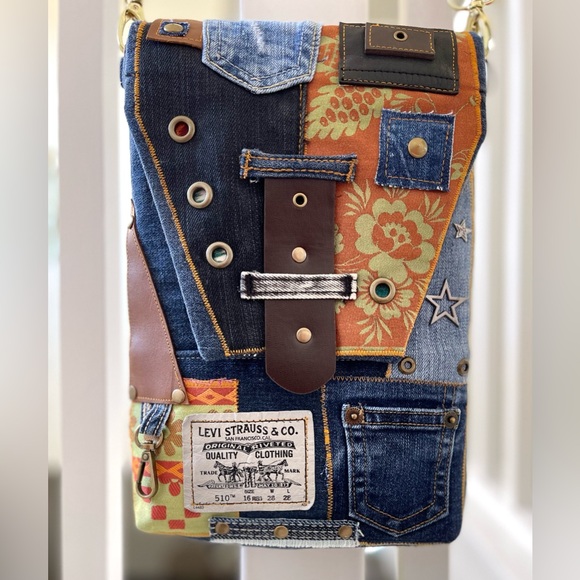 Denim Unique Upcycled Denim Crossbody Bag – Padded and Stylish - Picture 14 of 16